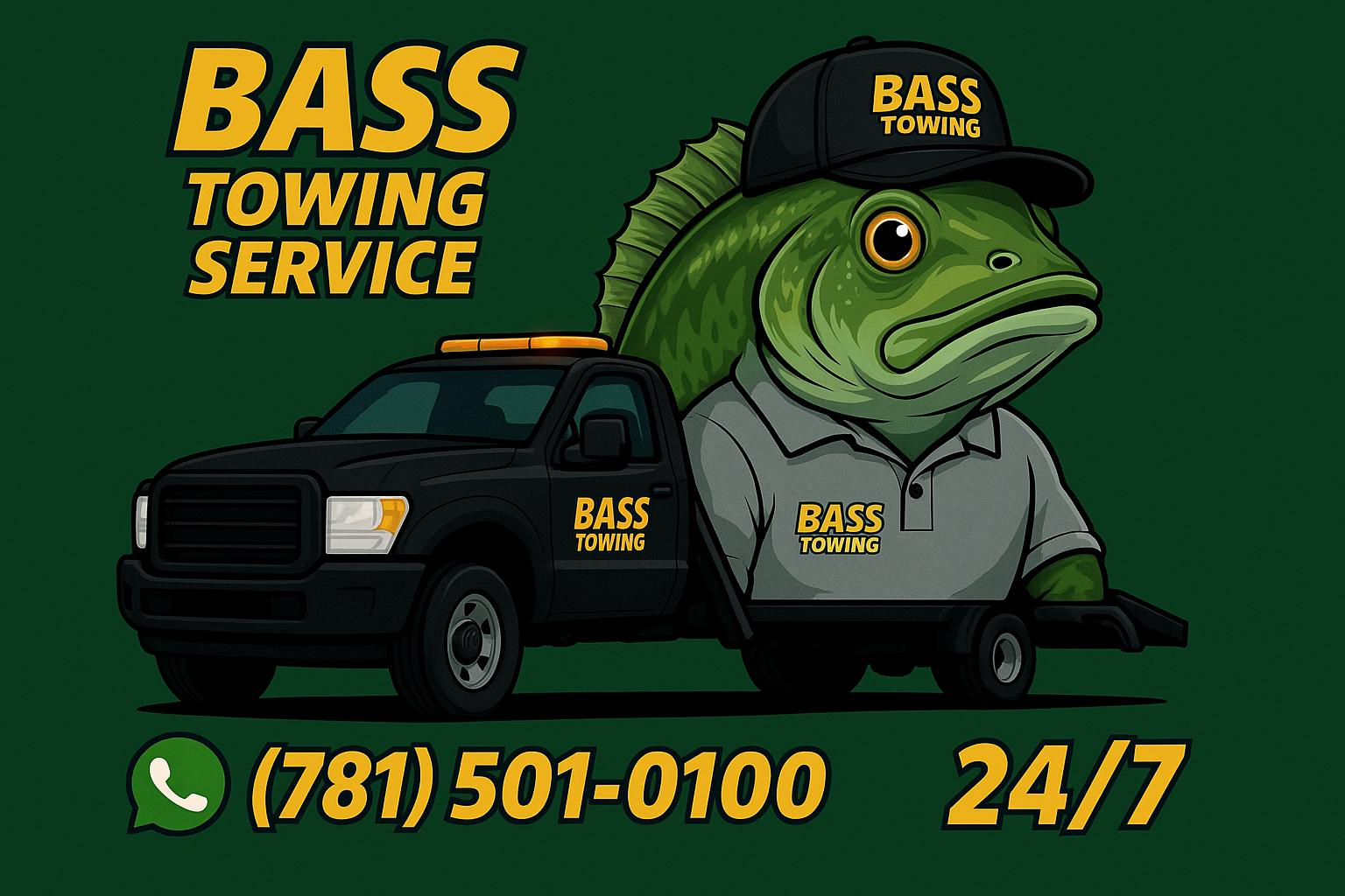 Caminhão de reboque 24 horas da Bass Towing Service em Boston e região